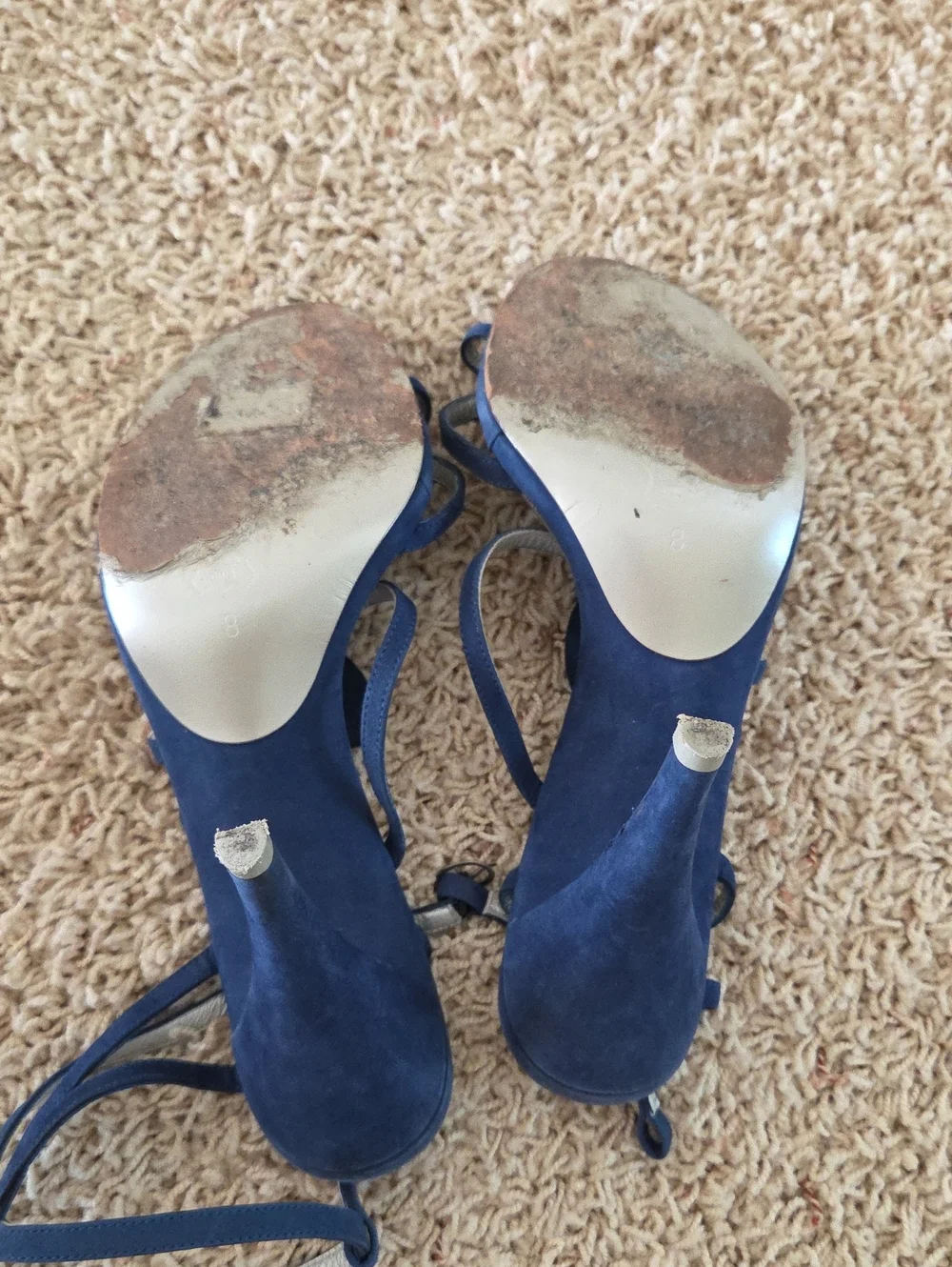 Charles Jourdan Blue Floral Tie-Ankle Heels